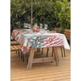thumbnail image 2 of Outdoor Tablecloth with Umbrella Hole and Zipper, Red Coral Coastal Rectangle Table Cloth 54x80 Inch Waterproof Tablecloth, Summer Beach Shells Starfish Ocean Picnic Table Cover for Patio Camping, 2 of 7