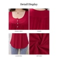 thumbnail image 4 of Fancyglim Women's Henley Tank Top Button Up Shirt V Neck Plain Tunic Burgundy 2XL, 4 of 7