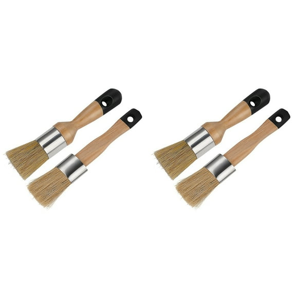 4 Pack Chalk Paint Brush, Chalk and Wax Paint Brush Chalk Paint Tool for Furniture Reusable Flat and Round