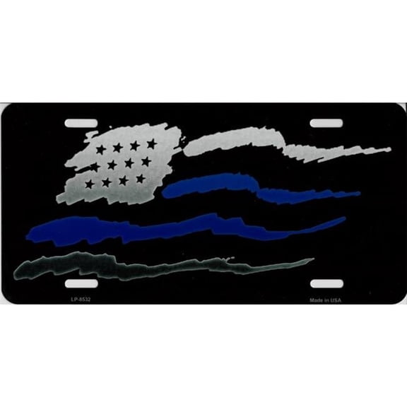 American Flag Blue Stripe Metal License Plate