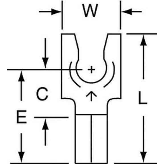 3M MU14-8FLK 16-14 AWG Non-Insulated Locking Fork Terminal #8 Stud PK1000