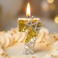 thumbnail image 4 of Crown Number 7 Birthday Candle Brilliant Glitter Cake Topper for Anniversary Celebrations Milestone Events and Party Themes, Gold, 4 of 6