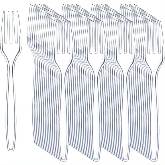 150Pcs Clear Plastic Forks - Heavy Duty Plastic Forks, 6.7-inch Clear Disposable Cutlery, Suitable for Parties and Restaurants, Perfection at the Tip of Your Fork