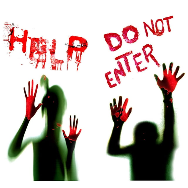 2Pcs Halloween Horror Stickers Self Adhesive Art Decals Party Props Decoration for Door Window Mirror