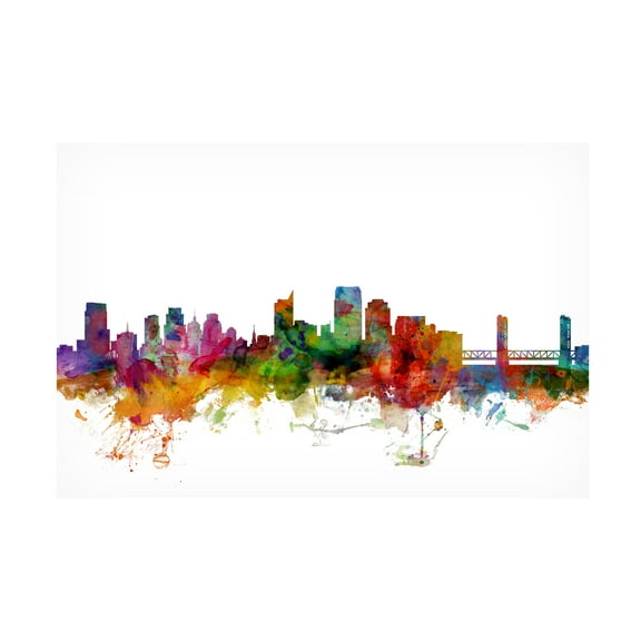 Trademark Fine Art Michael Tompsett Sacramento California Skyline Canvas Wall Art - 30x47