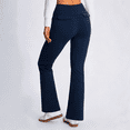 thumbnail image 3 of Feekit Women's Fleece Lined Flare Pants, High Waisted Stretch Casual Pants with Zipper Pockets, Soft Warm Yoga Pants for Everyday Wear, 3 of 9