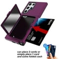 thumbnail image 2 of Galaxy S22 Ultra Card Holder Wallet Case,Dteck Shockproof Rubber Hybrid PC with Hidden Mirror Dual Layer Cover Lightweight Protective Back Phone Case for Samsung Galaxy S22 Ultra,Purple, 2 of 5