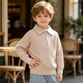 thumbnail image 4 of Atogsazn Toddler Baby Boys Knitted Sweater Kids Casual Quarter Zip Long Sleeve Sweatshirt Fall Tops Clothes Khaki 5-6 Years Fashion, 4 of 9