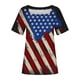 thumbnail image 4 of Camisetas Cortas para Mujeres Día de la Independencia Patriótica Cuello Color Manga Corta, Top de Impresión Casual para Diario, Fiesta Y Todas las Estaciones, 4 of 4