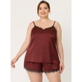 thumbnail image 3 of Unique Bargains Women's Plus Size Lace Panel Cami Elastic Waist Pajama Sleepwear Sets, 3 of 5