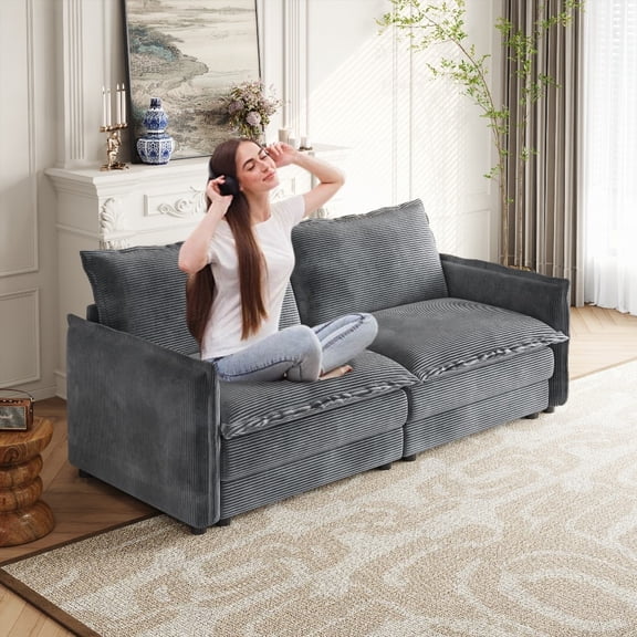 Corduroy Fabric Loveseat Sofa for Living Room - Sturdy & Comfortable with 2-Seat Option