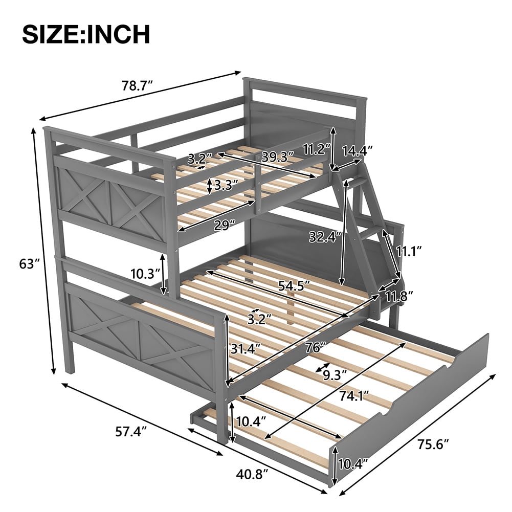 Kadyn Twin Over Twin Bunk Bed with Ladder, Bunk Bed for Family, Teens,No Box Spring Needed