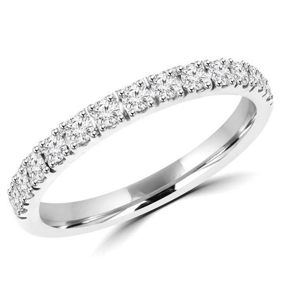0.38 CTW Round Diamond Semi-Eternity Wedding Band Ring in 14K White Gold - Size 9