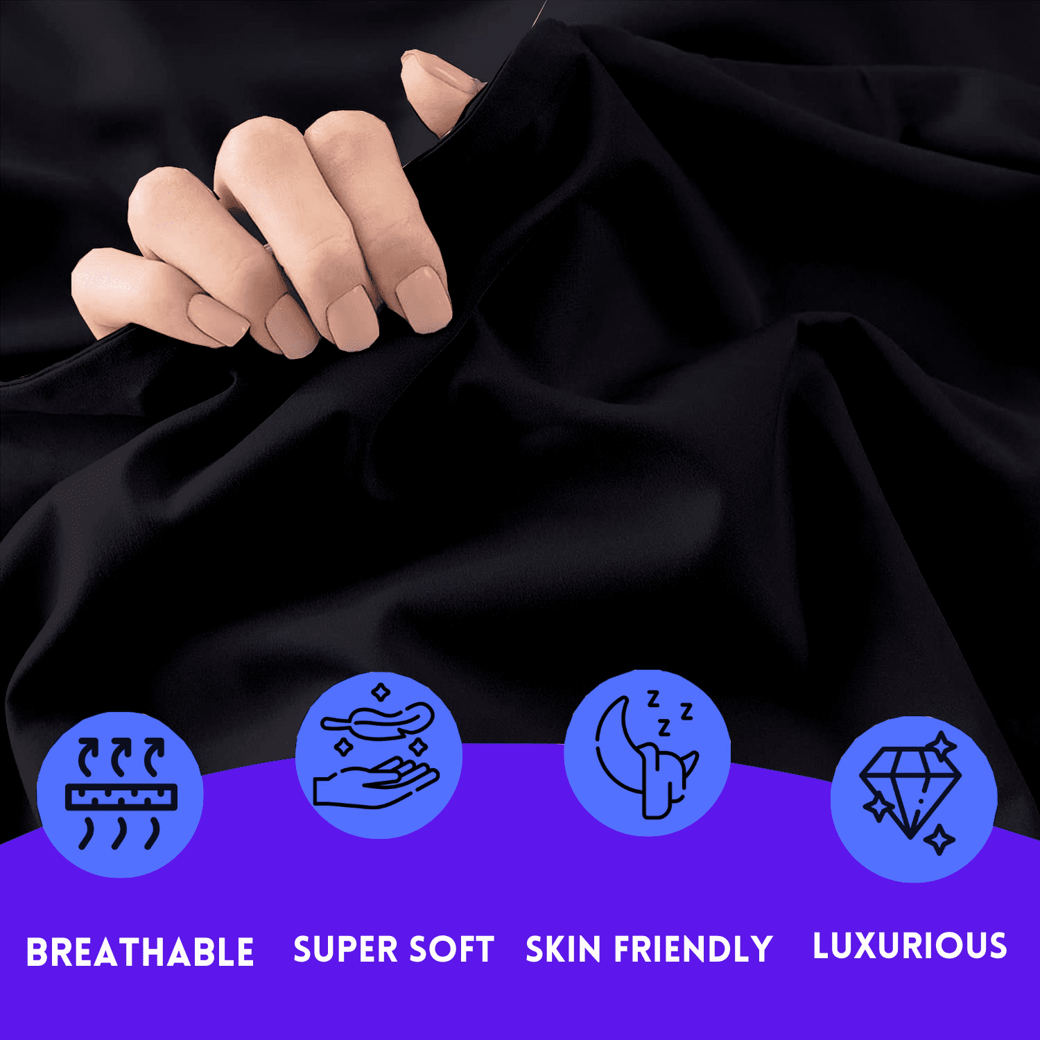 EASYCOT 800 Therad Count Queen Duvet Set 3 - Pieces Soft 100% Egyptian Cotton Solid Duvet Cover Set - Breathable Bedding Set with Zipper Closure Long Staple - Comforter Cover - Black