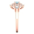 thumbnail image 3 of 1.6 ct Brilliant Round Cut Natural Aquamarine 14k Rose Gold Halo Solitaire with Accents Bridal Wedding Engagement Promise Anniversary Ring for Women size 9, 3 of 7