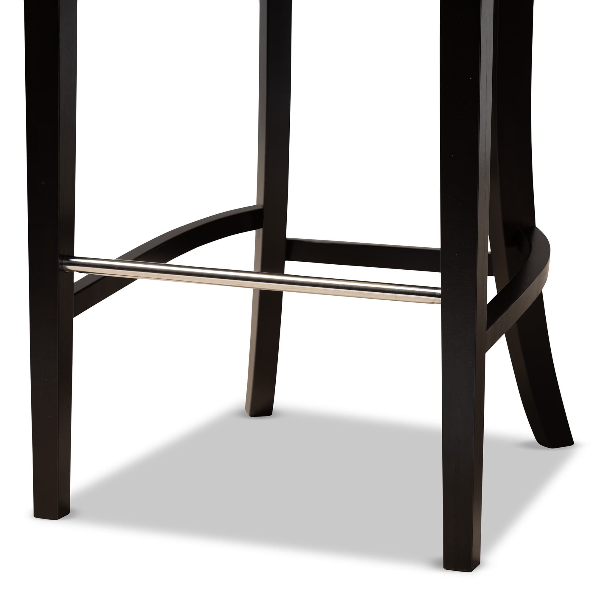 Baxton Studio Chloe Modern and Contemporary Navy Blue Velvet Upholstered and Dark Brown Finished Wood 2-Piece Bar Stool Set
