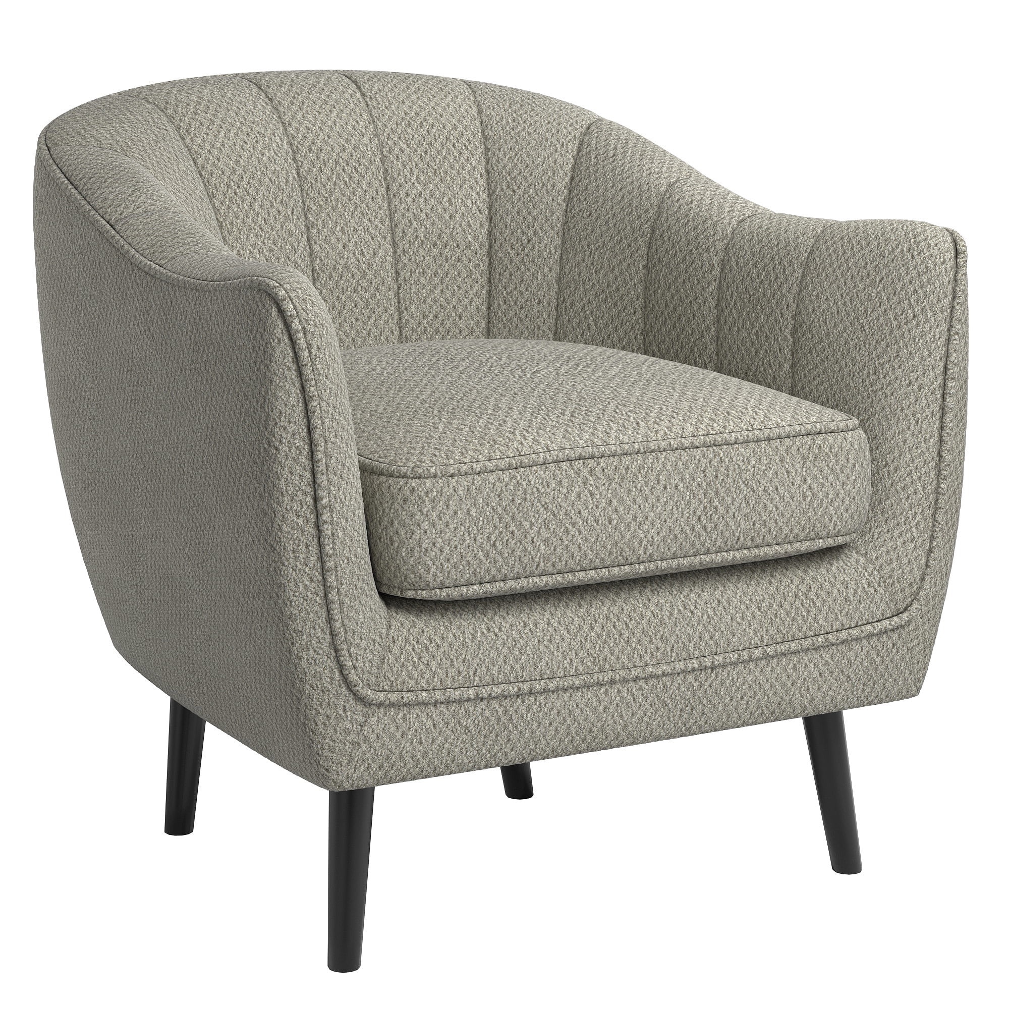 Weston Home Rhyl Mid-Century Modern Channel-Tufted Accent Chair, Grey