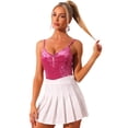 thumbnail image 1 of Disfraz de navidad Camiseta sin mangas de terciopelo para mujer con fruncido en la parte delantera para fiesta Rosa Caliente M, 1 of 5