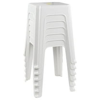 18.7 Inch Plastic Stackable Backless Stools, Classroom Stackable Stools, White, Pack of 6
