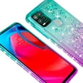 thumbnail image 4 of Compatible for Moto G Stylus 5G Case, with Tempered Glass Screen Protector SOGA Diamond Liquid Quicksand Cover Cute Girl Women Phone Case - Teal / Purple, 4 of 5