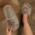 thumbnail image 6 of Wensltd Women's Fuzzy Flat Slippers Memory Foam Fall Winter Cute Open Toe House Slippers Indoor Outdoor, 6 of 8