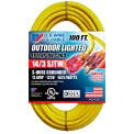 U.S. Wire 73100 Yellow Temp-Flex Lighted Plug Cord Three Conductor , 100 Ft., 14/3 Ga., 300V, 13A