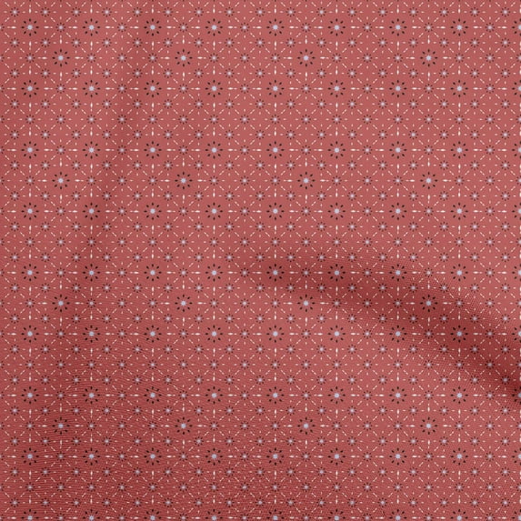 oneOone Velvet Red Fabric Asian Block Floral Sewing Material Print Fabric By The Yard 58 Inch Wide