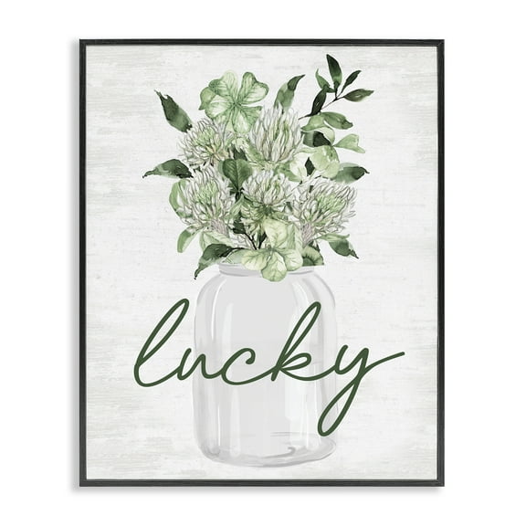 Stupell Industries Lucky Spring Shamrocks Botanical & Floral Painting Black Framed Art Print Wall Art, 11 x 14