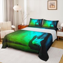 jejeloiu Electric Guitar Queen Sheet Sets,Music Theme Bed Set For Men Women 4pcs
