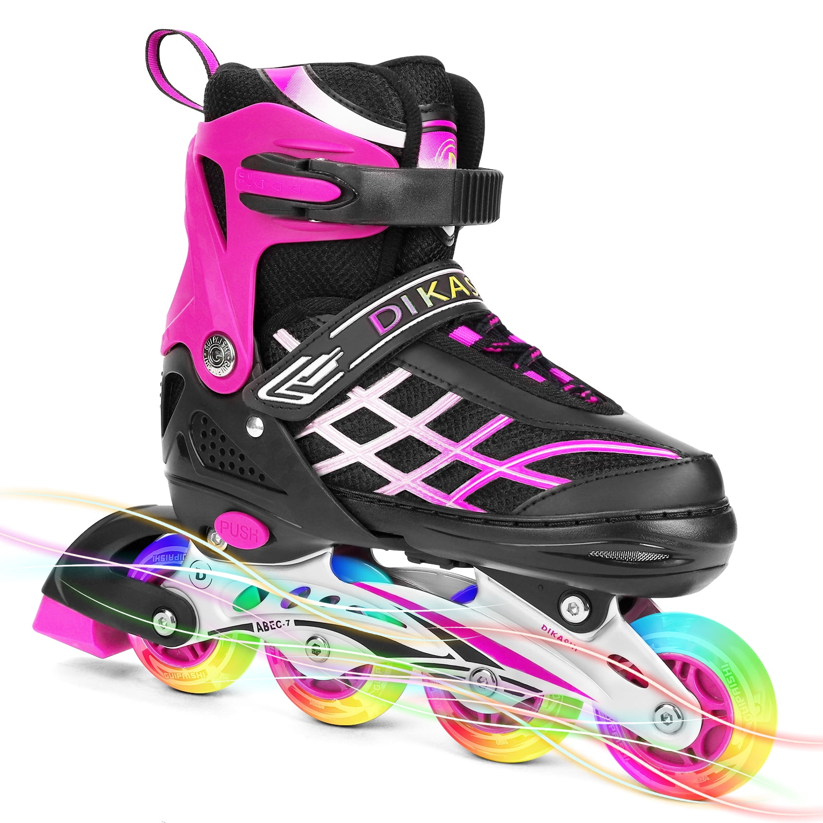 FUNSAILLE Adjustable Inline Skates for Girls Boys with Light up Wheels Beginner Outdoor Skates for Kids 