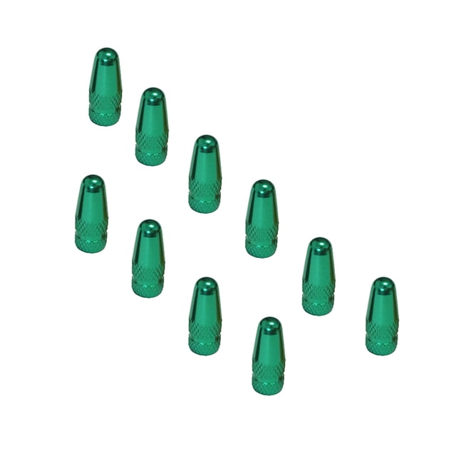Wisewang 10 Pieces Bike Tire Caps Tyre Accessory Dustproof Cover Parts Valve Shell Solid Color Rim Stem Covers for Replacement Green 1Set