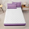 thumbnail image 4 of Castle Fairy Boho Horizontal Stripe Zipper Full Size Comforter Sets with Fitted Sheet and 2 Pillowcases,Bohemian Thin Line Zipper Bedding Set,Violet Lavender White,Reversible, 4 of 5