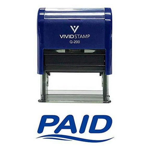 Vivid Stamp All Quality Fancy Paid Self Inking Rubber Stamp (Blue Ink) Medium