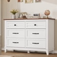 thumbnail image 1 of Solution de Rangement Spacieuse Commode à 6 Tiroirs pour Chambre – Grand Coffre en Bois, Armoire de Rangement Autoportante, Organisateur Rustique Moderne pour Garde-Robe, Salon, Chambre de Bébé – Couleur : Brun et Blanc, 1 of 7