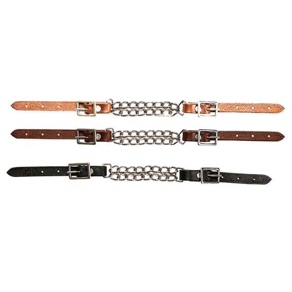Showman Argentina Cow Leather Double Chain Curb Strap (Black)