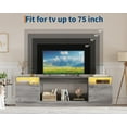 thumbnail image 1 of Yeshouse mueble para TV con armario de almacenamiento, apto para televisores hasta 55", diseño moderno, compatible con chimenea eléctrica 36", color negro, ideal sala, 1 of 7