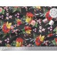 thumbnail image 2 of Soimoi Black Polyester Crepe Fabric Leaves,Insect & Poppy Watercolor Print Sewing Fabric BTY 42 Inch Wide, 2 of 3