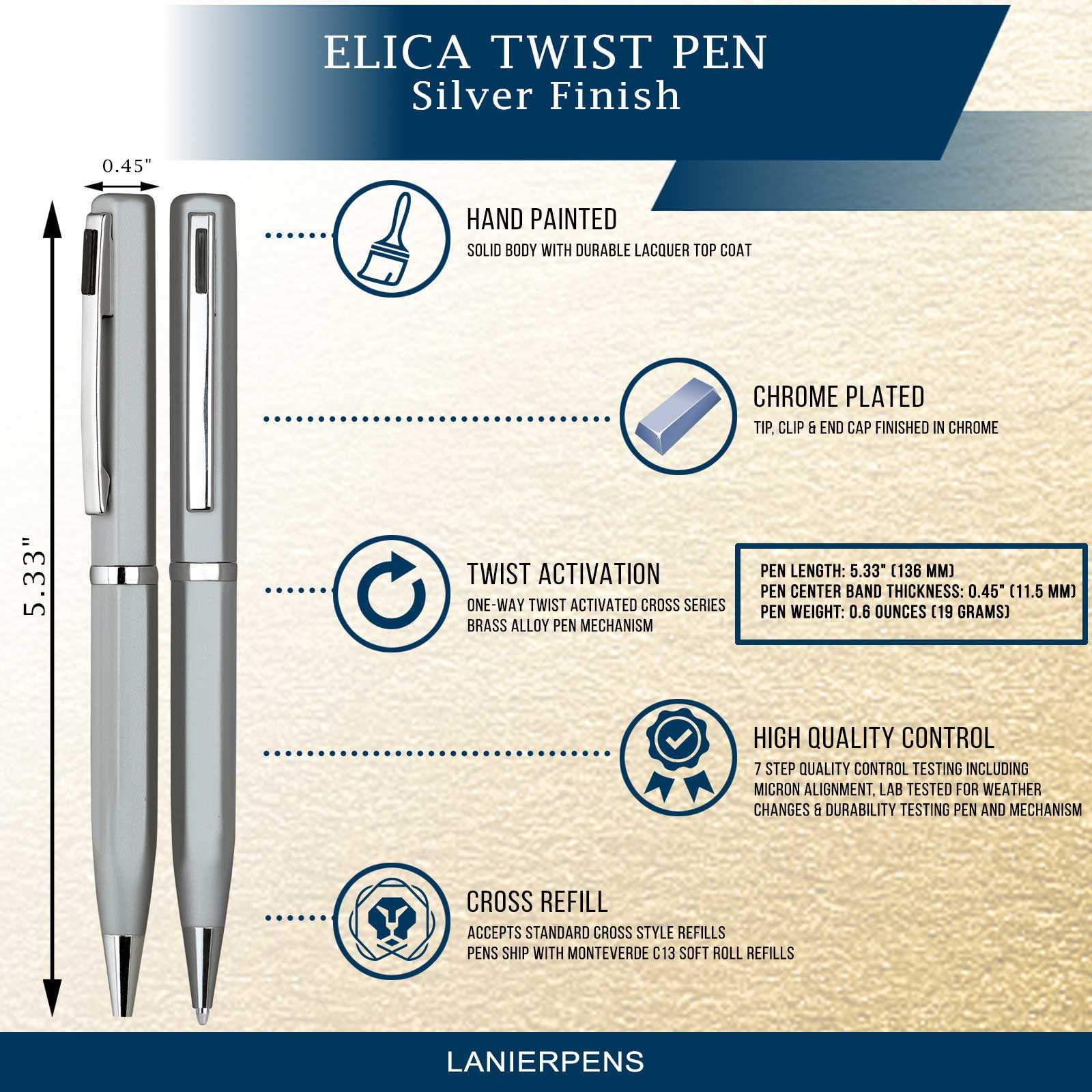 Elica Ball Pen - Silver with Single Gift Box Rosewood