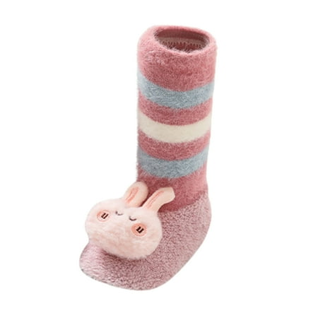 

kpoplk Winter Boots For Toddler Girls Baby Shoes Floor Thickened In Autumn And Winter Children Cartoon Toddler Sneaker Girls(Pink)