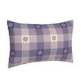 thumbnail image 2 of Bingfone Purple Floral Gingham Check Plaid Standard Size Pillowcase, Long Staple Pure Cotton Envelope Closure Pillow Cover,16"X24", 2 of 9