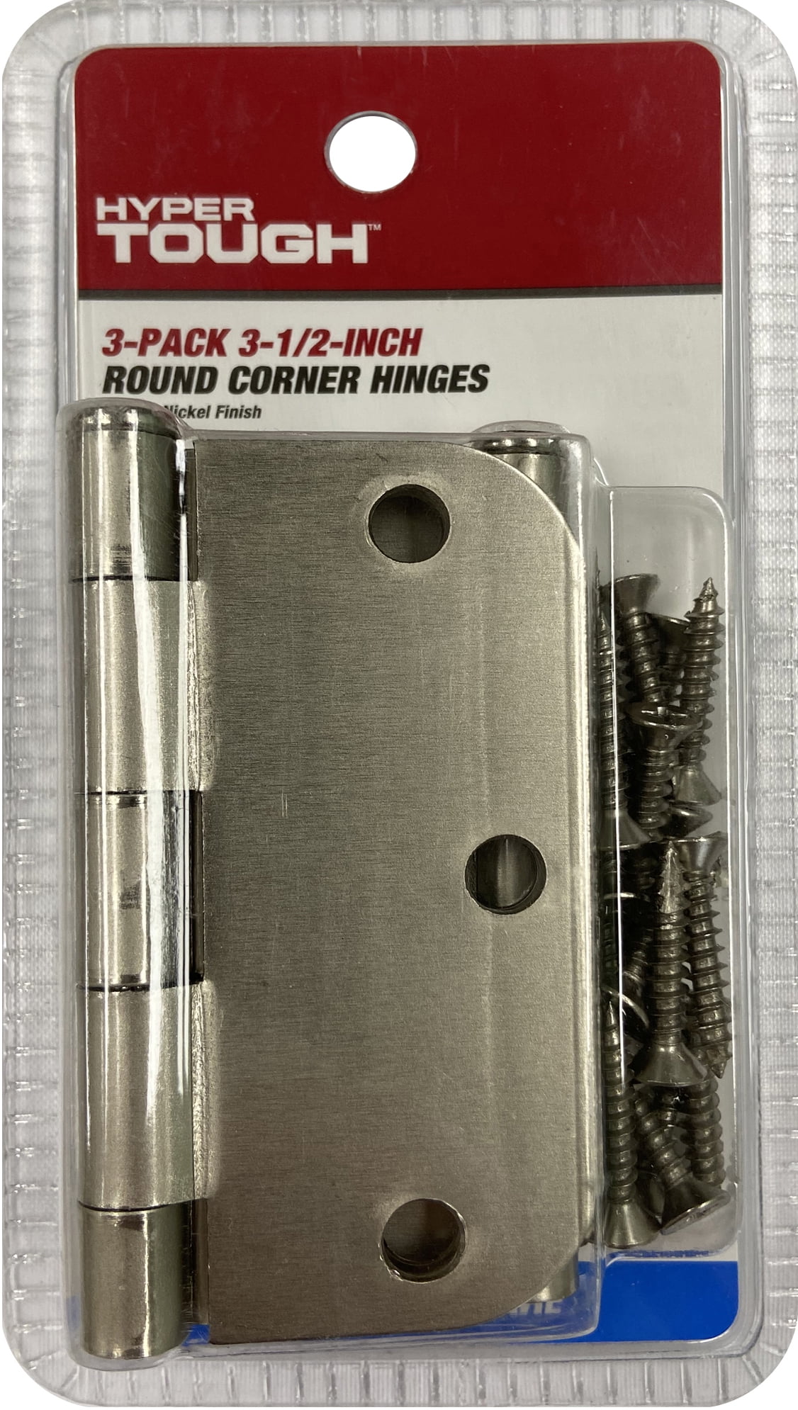 3-1/2 in. Round Corner Hinge, Steel, Satin Nickel, 3pk