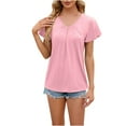 thumbnail image 2 of Njoeus Womens Tops Summer Ruffle Short Sleeve T Shirts V Neck Tunic Tops Comfy Blouses Loose Business Casual Tops for Women 2024 Trendy S-XXL, 2 of 8