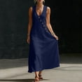 thumbnail image 6 of Summer Dresses for Women Casual V Neck Sleeveless Loose Tunic Maxi Dress Boho Floral Print Beach Vacation Flowy Sundress, 6 of 8