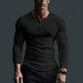 thumbnail image 2 of Lohuatrd Men Spring Autumn Shirt Top Button V-Neck Long Sleeve Solid Color Breathable Top Fitness Shirt Clothing, 2 of 7