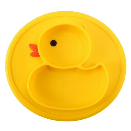

Silicone Divided Toddler Plates - Portable Non Slip Suction Plates for Children Babies and Kids Baby Dinner Plate (Duck-Yellow)