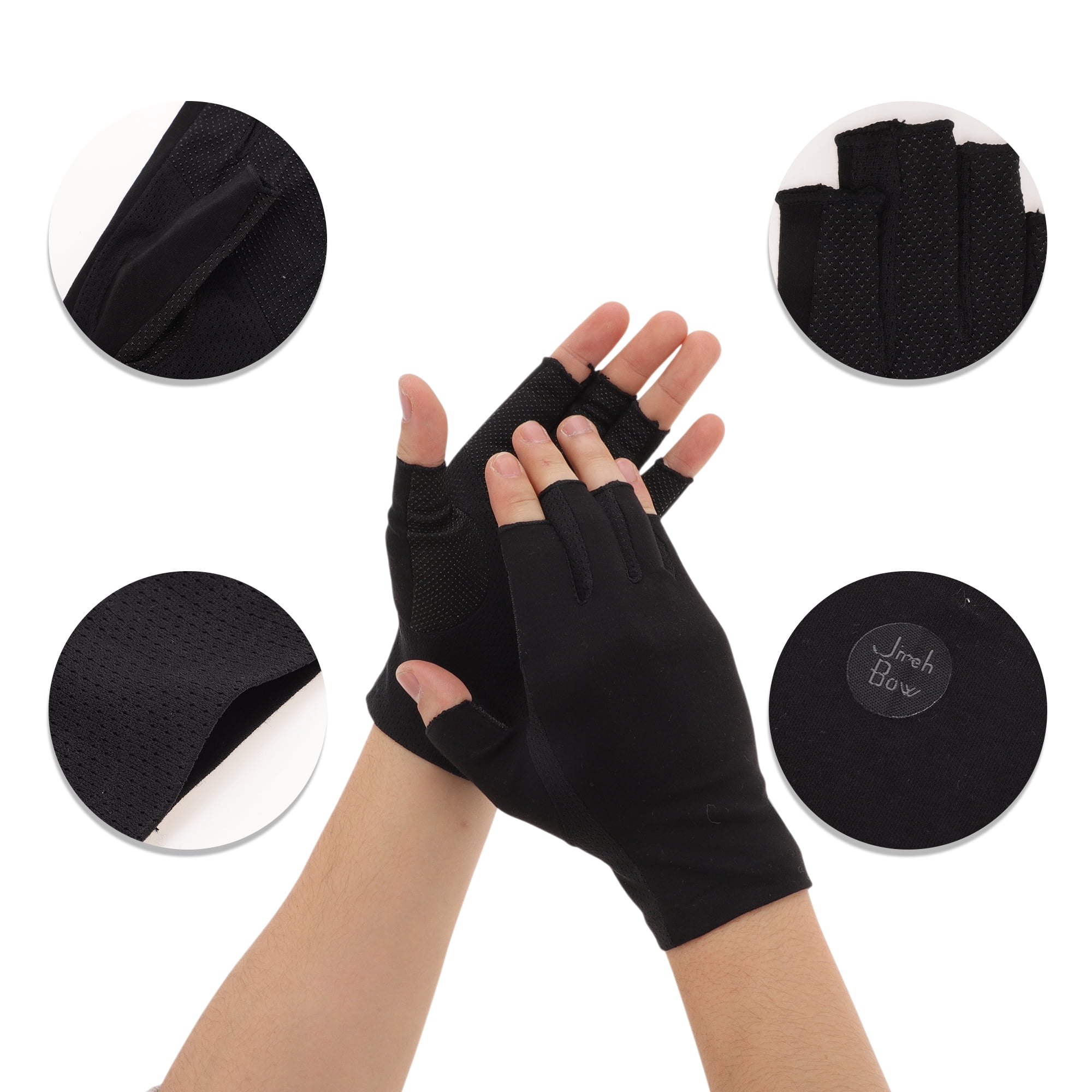 Unique Bargains Anti-slip Solid Color Manicure Gloves 1 Pair Black