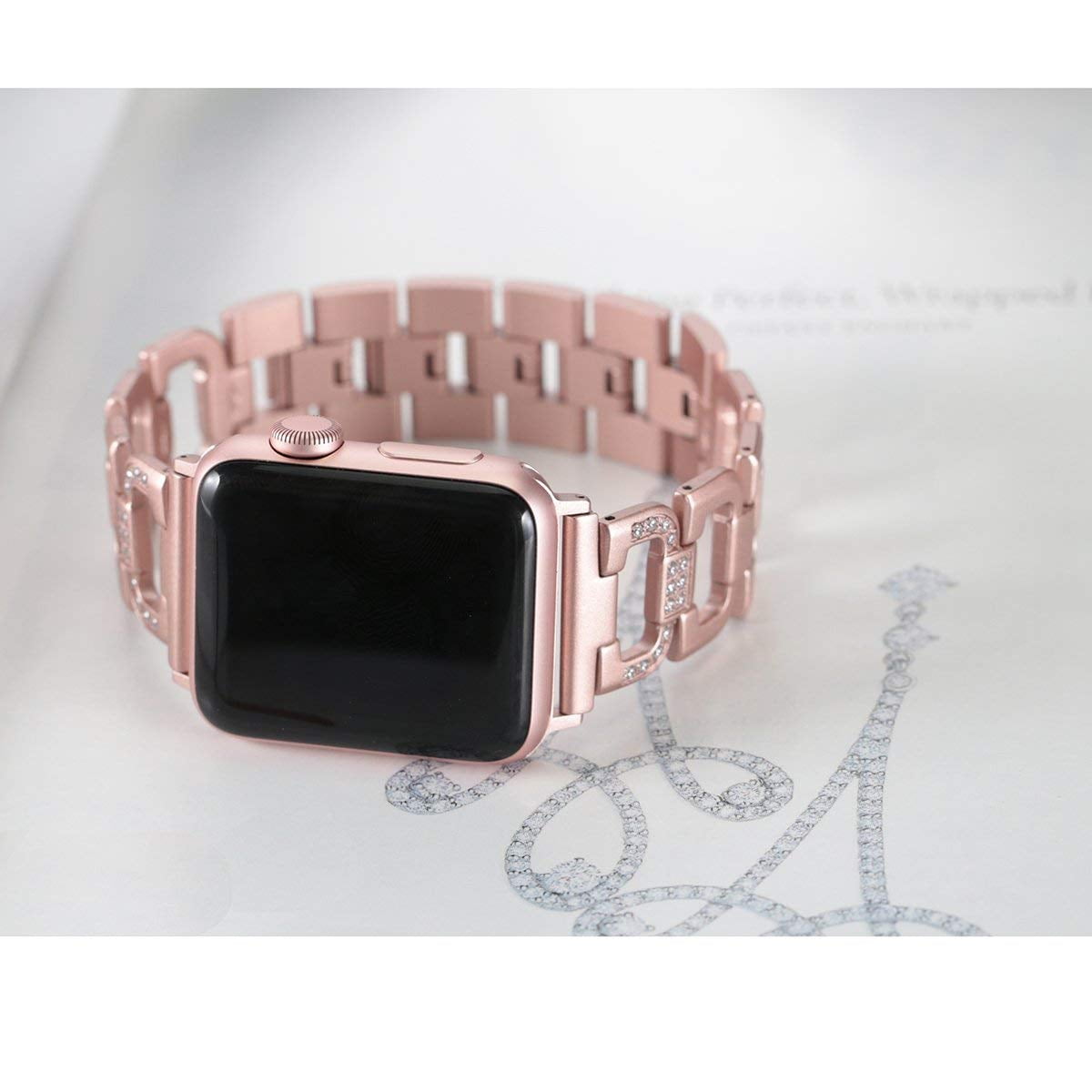Edition Joyozy Metal Bling Rhinestone Bands Compatible with Apple Band 38mm 40mm,Metal Bracelet Replacement for Iwatch Series 4,Series 3,Series 2,Series 1,Sport