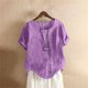 thumbnail image 5 of Camiseta blanca para mujer,Blusa de algodón para mujer, jersey de manga corta con cuello en V, top informal con botones en el bajo, ideal para el hogar y el uso diario, sopatenor, 5 of 9