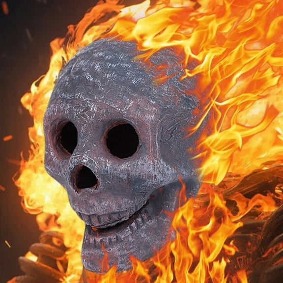 AMARHH Halloween Fire Pit Skull Decoration, Ceramic Human Skull Fire Log Fireproof, Reusable Party Decoration Stove Burning Props for fire Pit, Fireplace, Gas