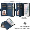 thumbnail image 4 of YEYKX for Samsung Galaxy S23 5G Wallet Phone Case with 9 Card Holder Zipper Pocket, Magnetic Closure Premium Folio PU Leather Flip Case with Wrist Strap for Samsung Galaxy S23 5G,Blue, 4 of 8
